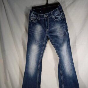 Rock N Roll Cowgirl Jeans Womens 28x32 Mid Rise Bootcut Denim Bling Western